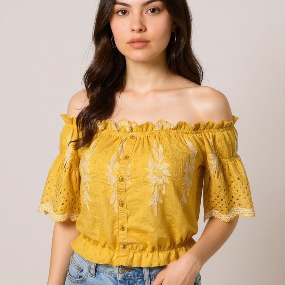 The Clothing Company Yellow Lace Blouse